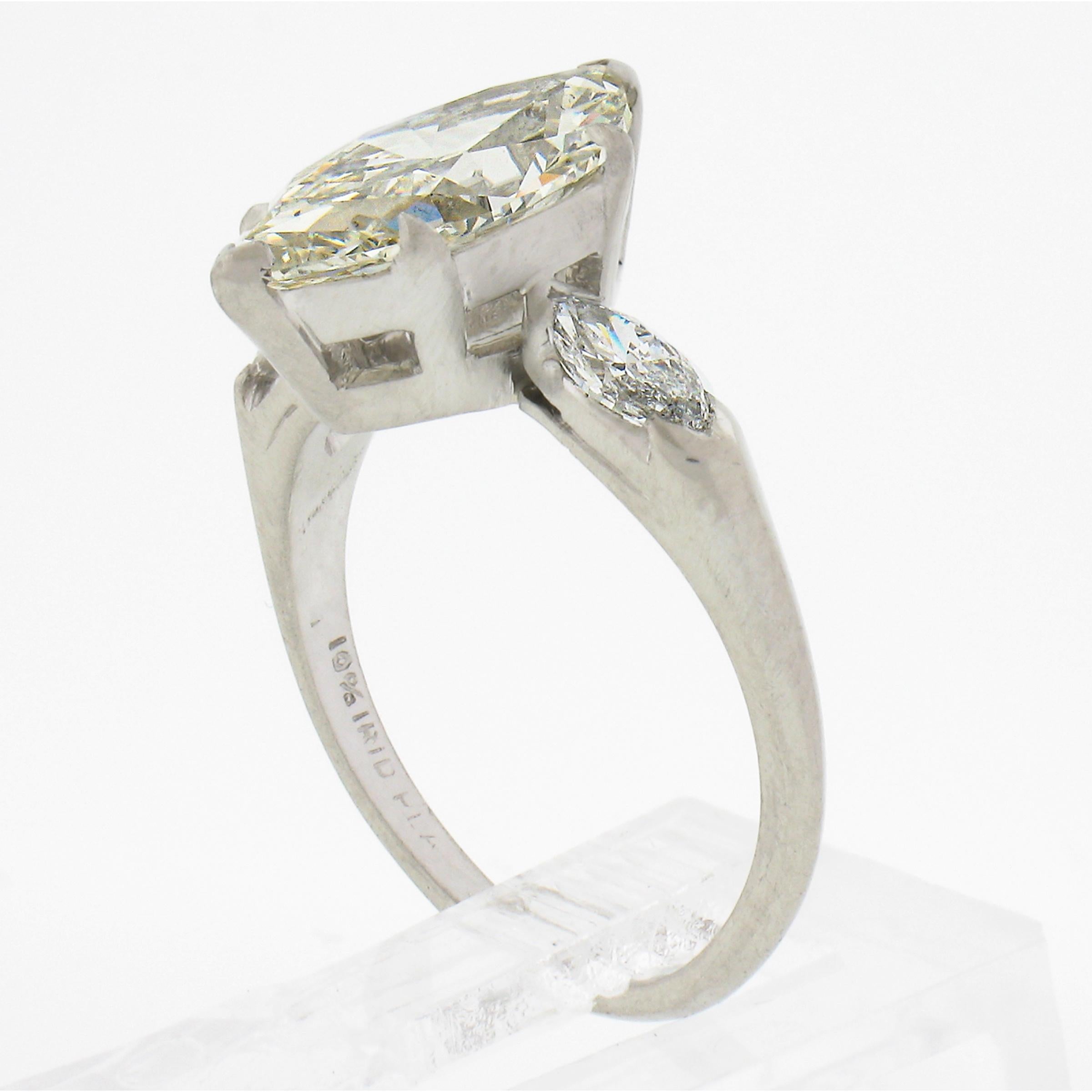 Vintage Platinum 2.55ctw GIA Graded Marquise Cut Diamond Engagement Ring 5