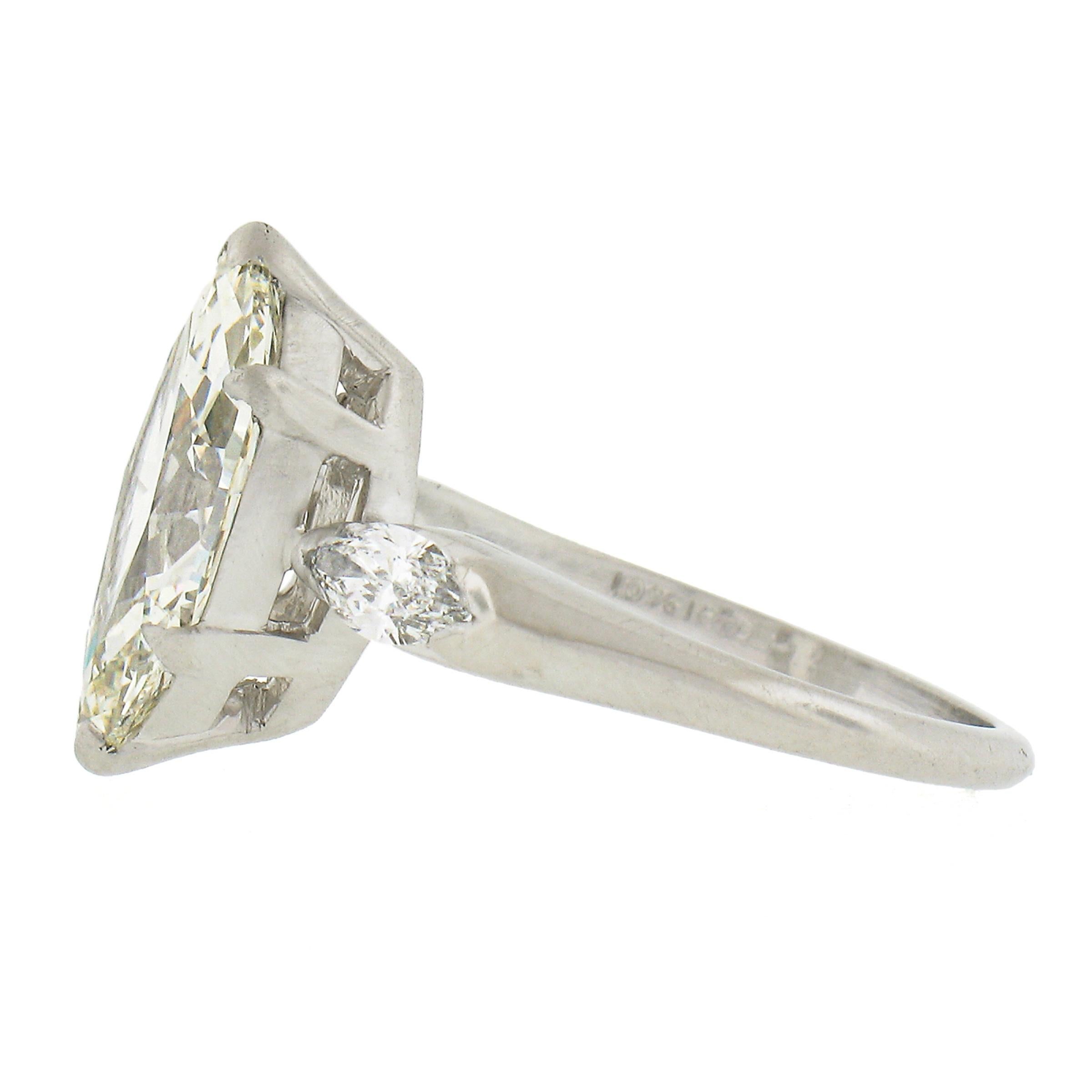 Vintage Platinum 2.55ctw GIA Graded Marquise Cut Diamond Engagement Ring 2