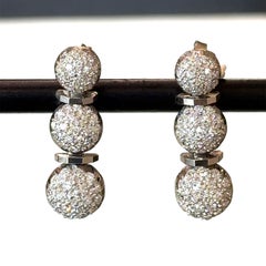 Vintage Platinum 2.5CT Pavé Diamond Drop Earrings