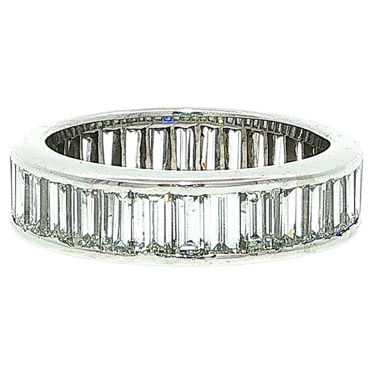 Vintage Platin 2,70ctw Baguette Kanal Diamant Eternity Band Ring Größe 5