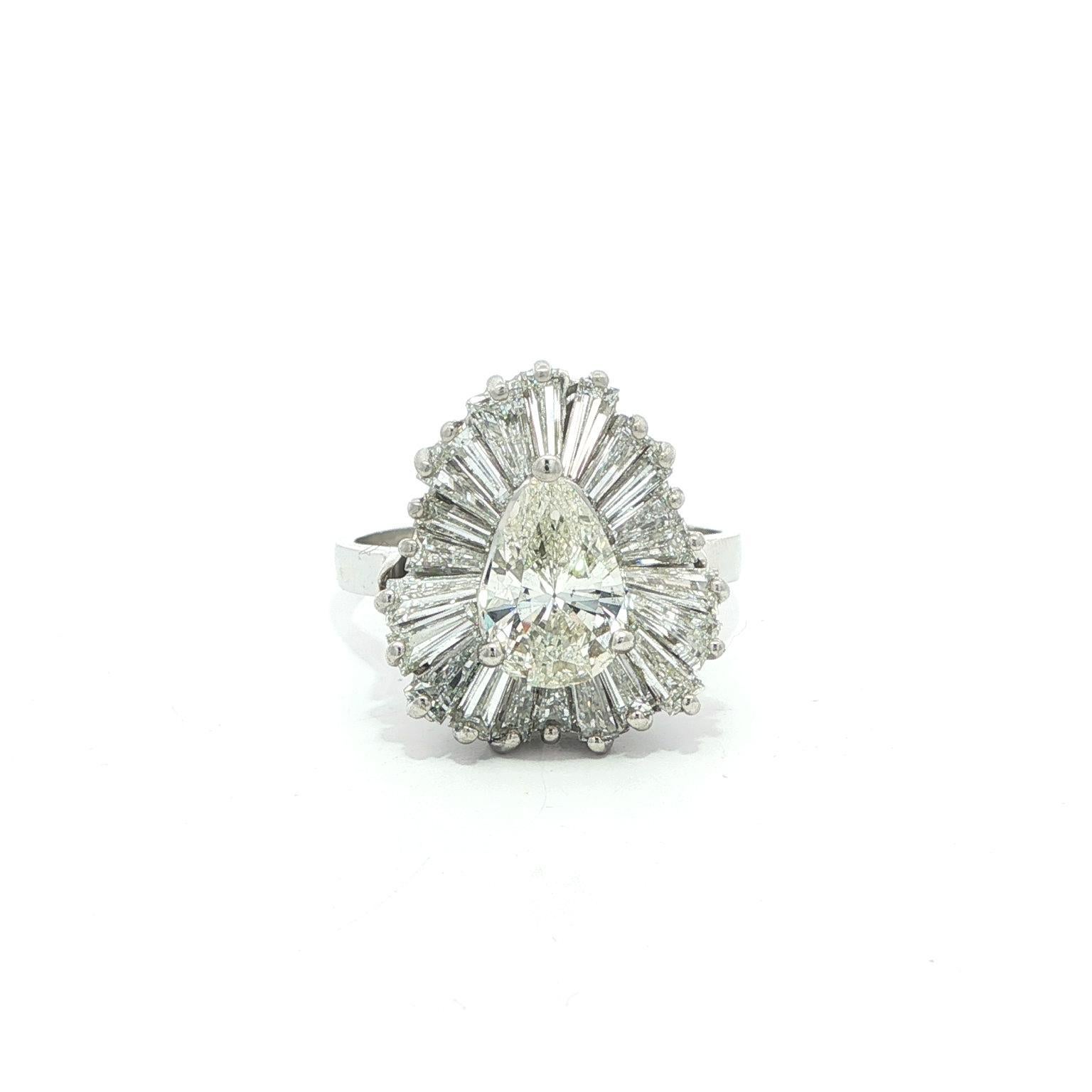 --Stone(s):--
(1) Natural Genuine Diamond - Pear Cut - Prong Set - Clean Brilliant Diamond -Fancy Yellow Color - Clean Brilliant Diamond - I1 Clarity - 1.25ct (approx.)
(22) Natural Genuine Diamonds - Baguette Cut - Prong Set - G/H Color - VS1/VS2