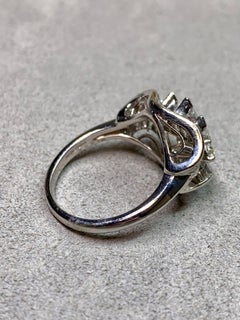 Vintage Platinum 3 Stone Marquise Baguette Diamond Cocktail Ring G VS NUMBERED