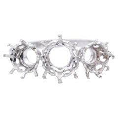 Platin 3-Stein-Ring mit Halbfassung aus Platin
