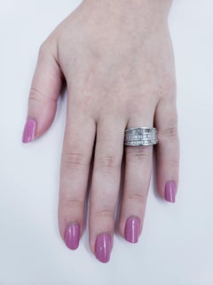 Vintage Platinum 3.00 Carat Three-Row Tapered Baguette Diamonds Band Ring