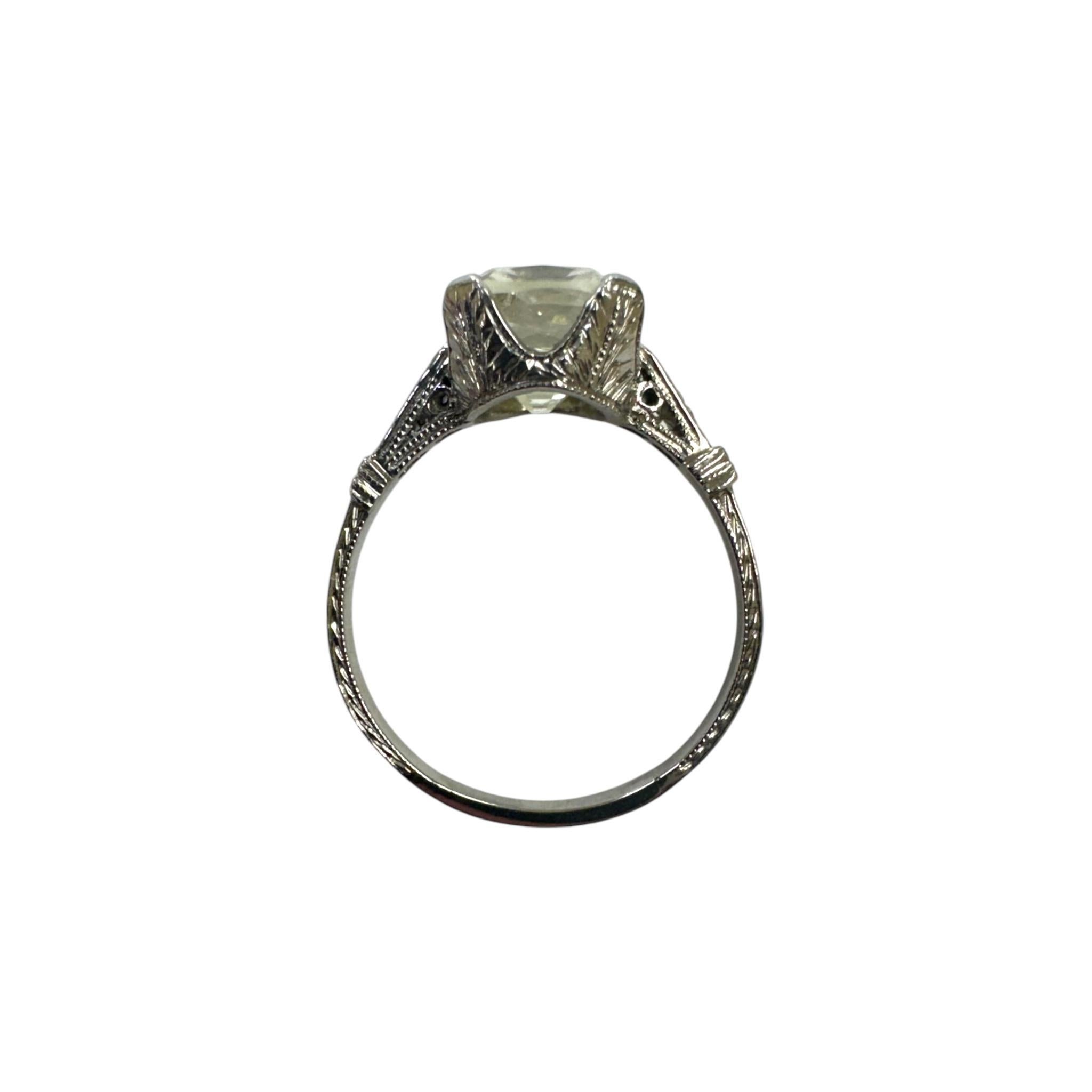 Vintage Platinum 3.02 Carat Old Mine Cut Diamond Engagement Ring GIA 6