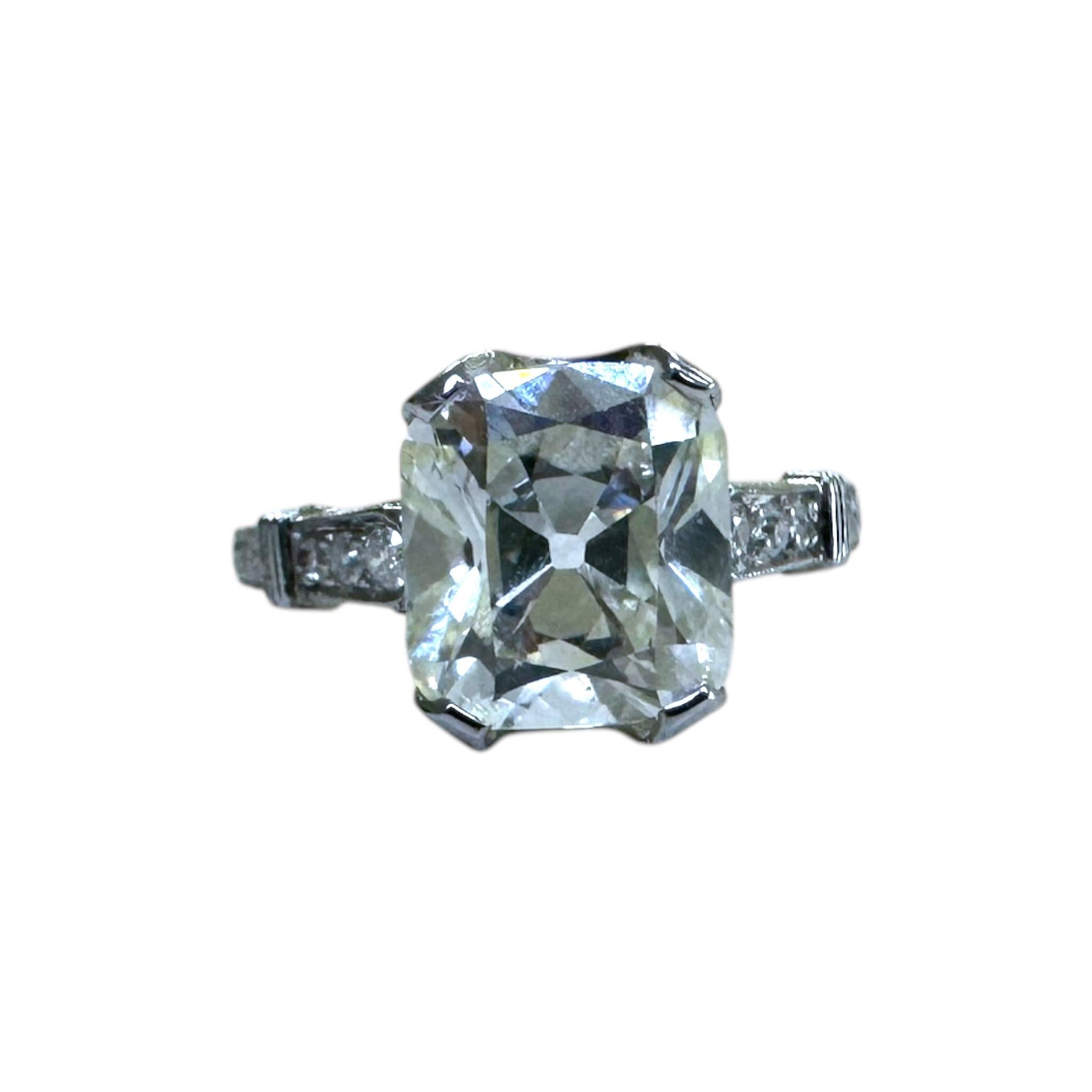 Vintage Platinum 3.02 Carat Old Mine Cut Diamond Engagement Ring GIA 2