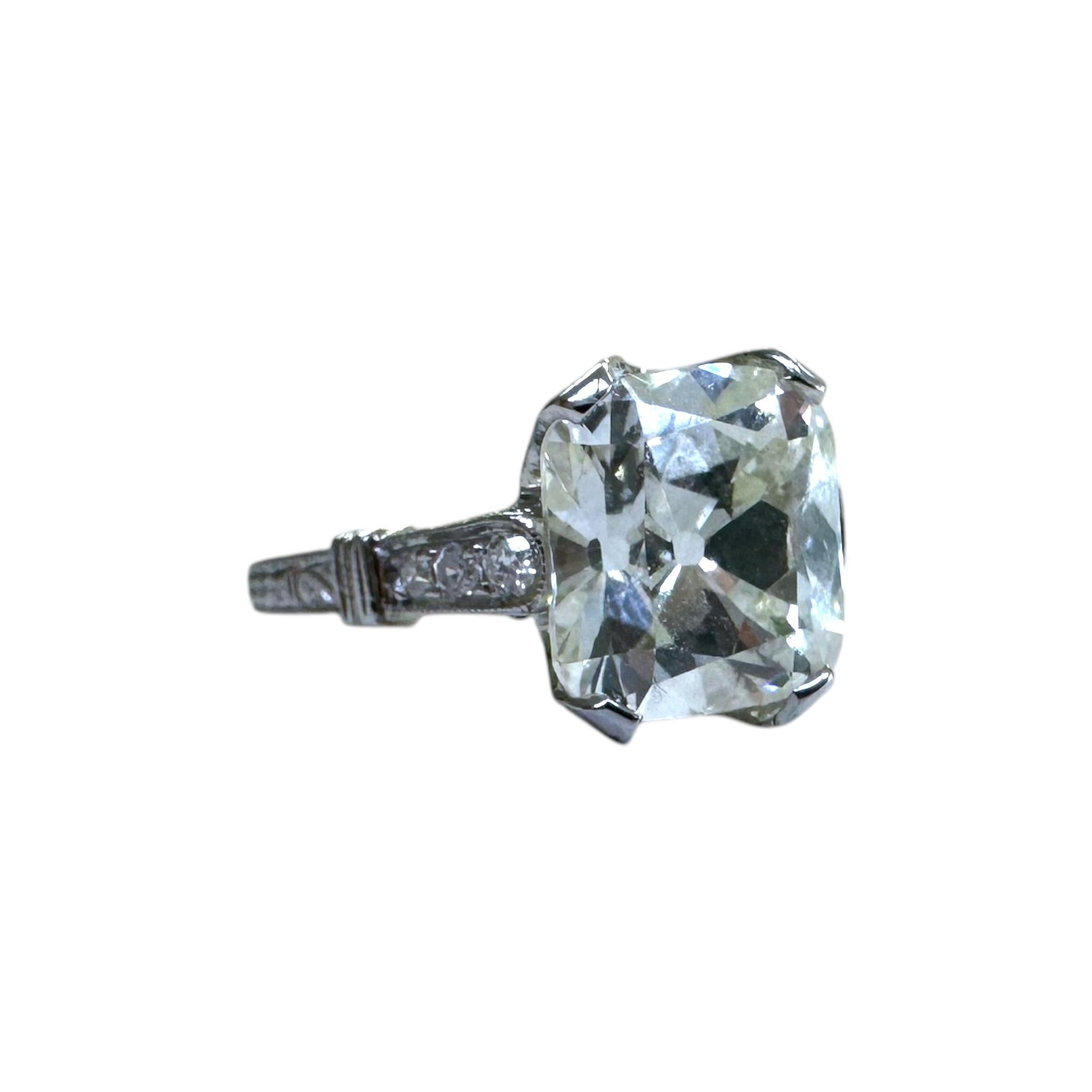 Vintage Platinum 3.02 Carat Old Mine Cut Diamond Engagement Ring GIA 4