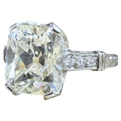 Anillo de compromiso de platino vintage con diamantes talla mina antigua de 3,02 quilates GIA