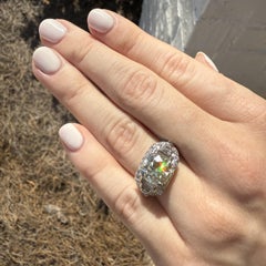 Vintage Platinum 3.09 Carat Old European Cut Diamond Engagement Ring