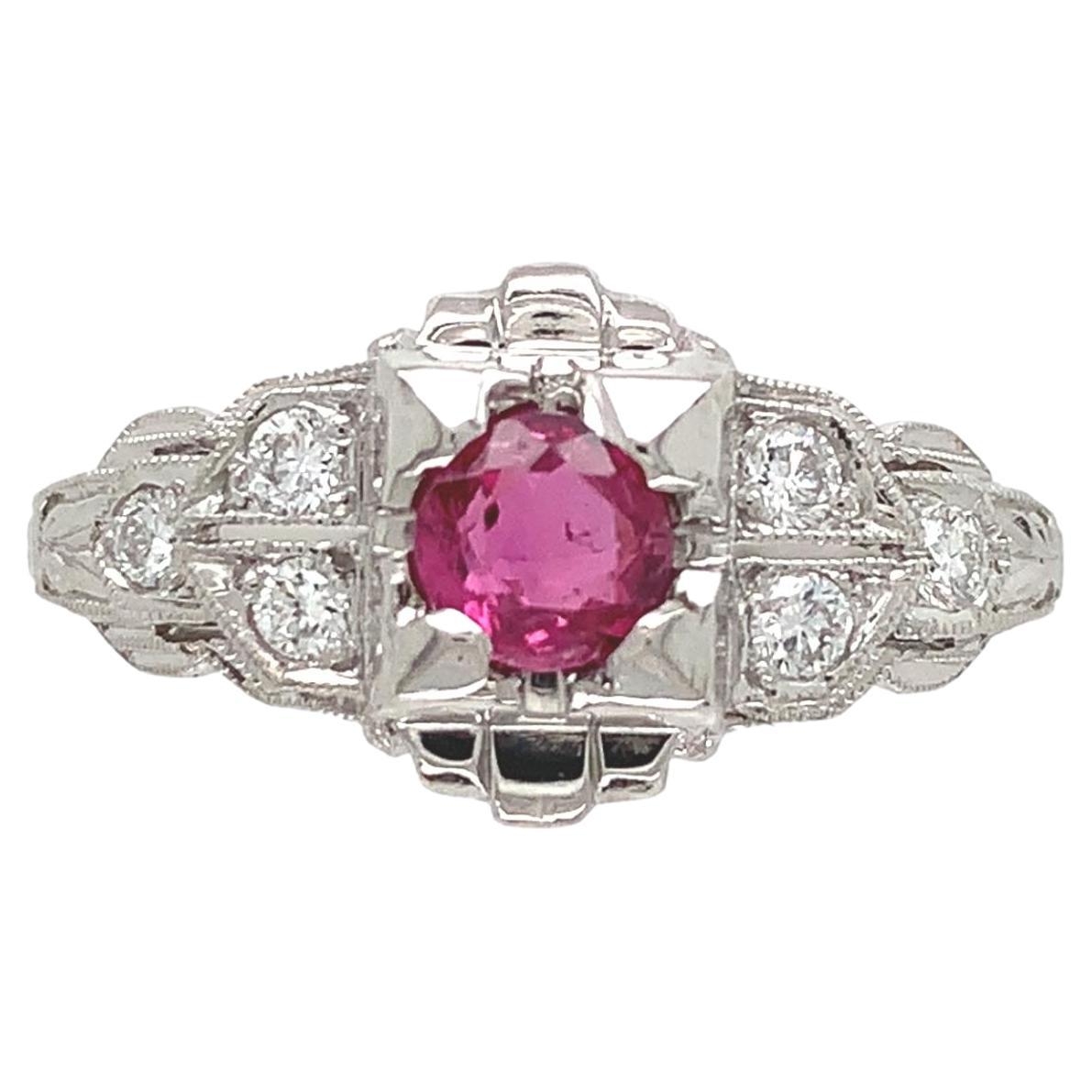Platinring aus Platin mit31 Karat Rubin und Diamant