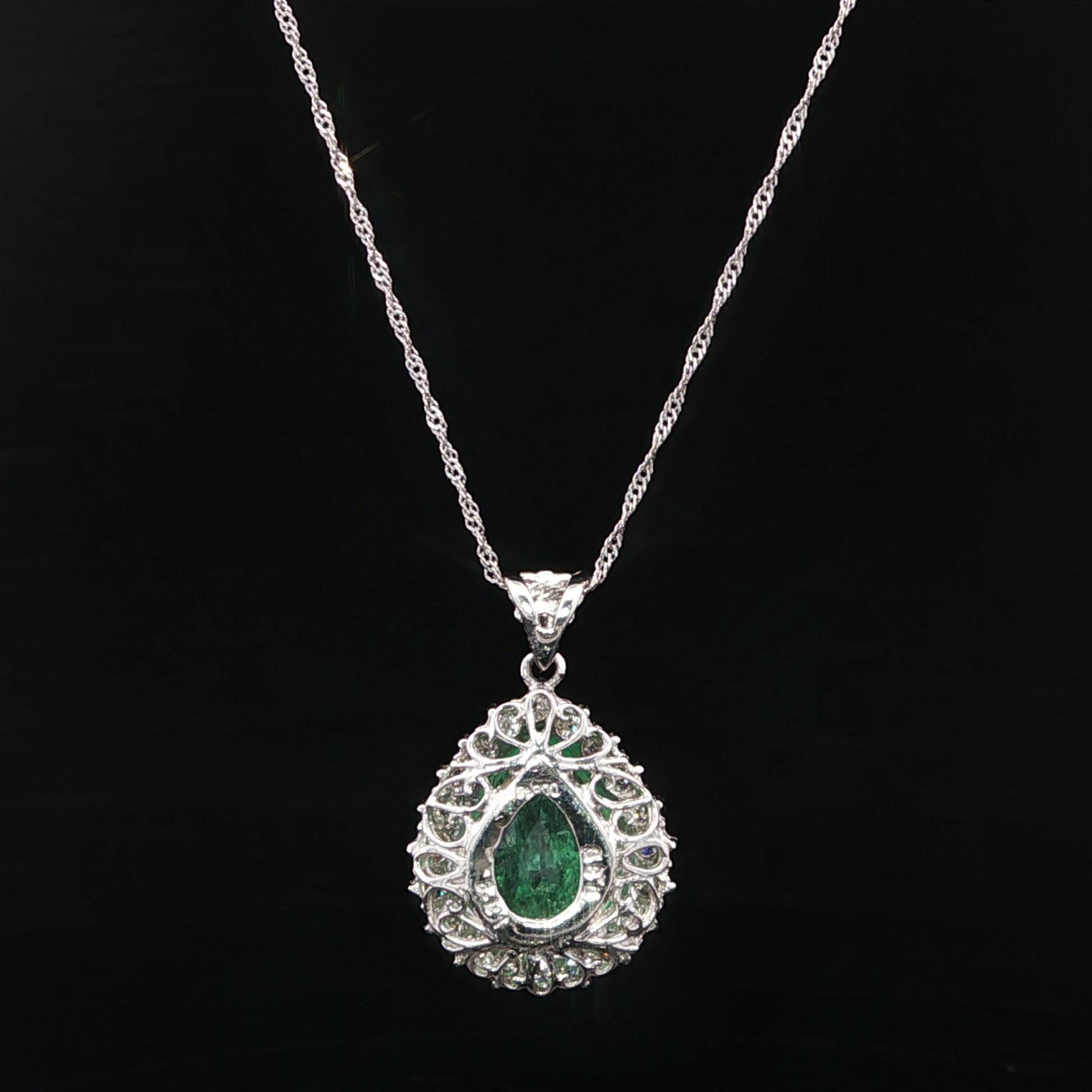 De las mujeres Collar Colgante Vintage Platino 3.36ct GIA Esmeralda Colombiana Pera c/ Diamantes en venta