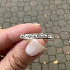 Vintage Platinum 3.45ctw French Cut Diamond Engraved Work Channel Eternity Band