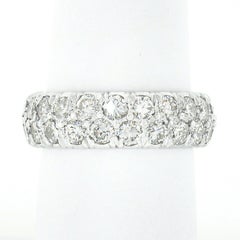 Vintage Platinum 3.50ctw Two Row Round Pave Diamond Eternity Wedding Band Ring