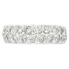 Vintage Platinum 3.50ctw Two Row Round Pave Diamond Eternity Wedding Band Ring