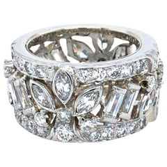 Vintage Platinum 4 Carat Diamond Wide Anniversary Band Ring, circa 1960