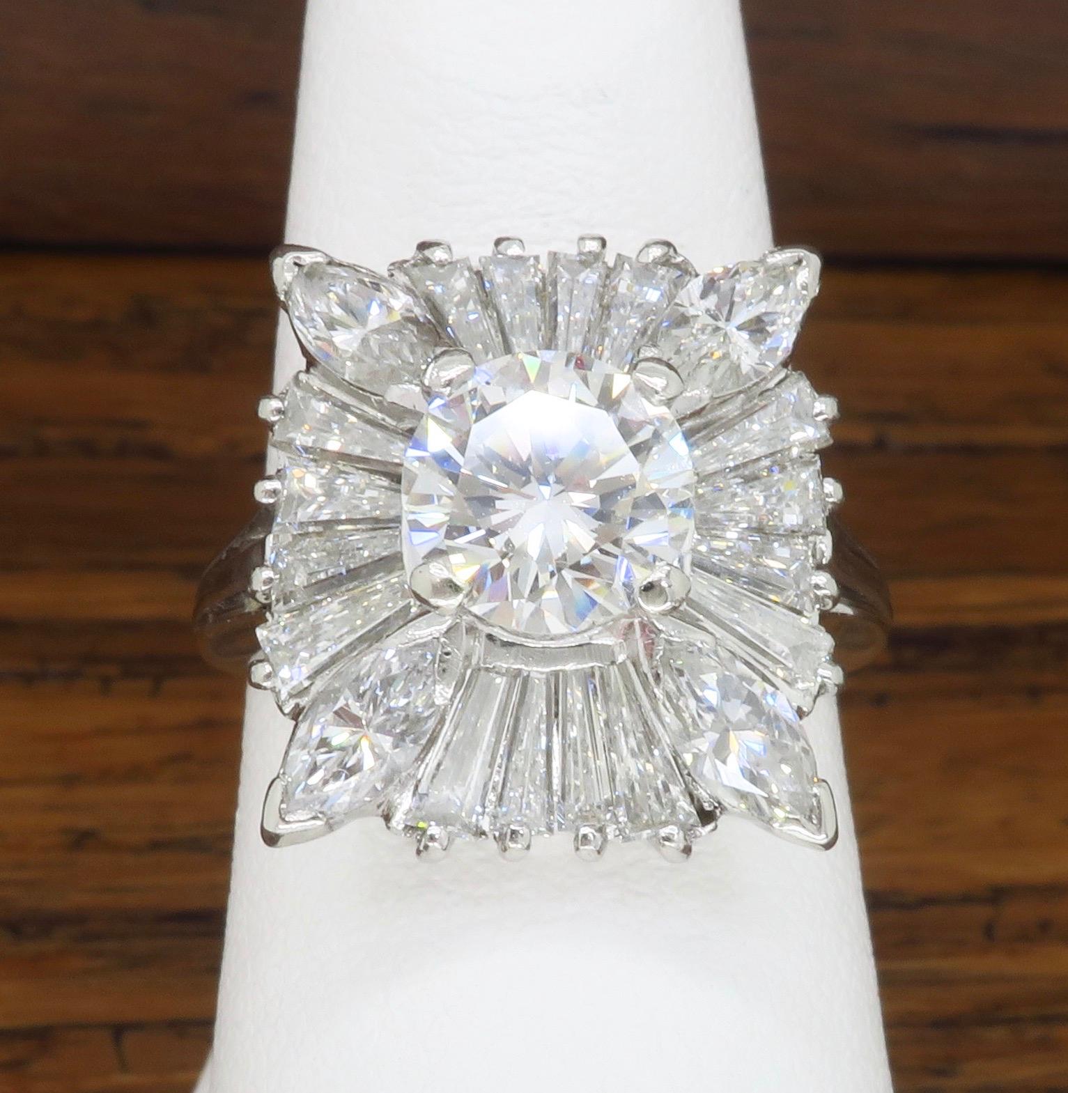 Vintage Platin 4::02ctw Diamant Ballerina Ring 5