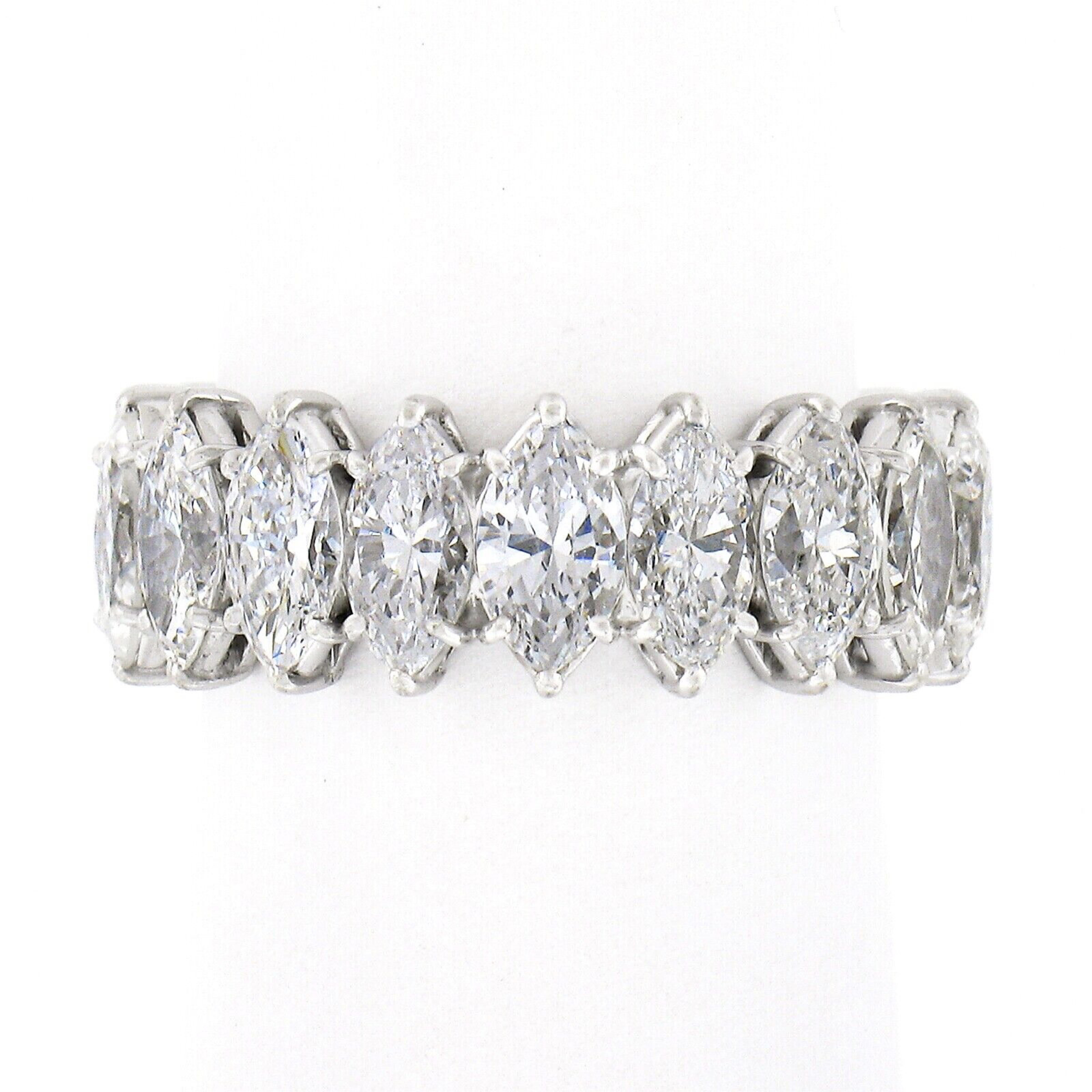 Rétro Anello di platino vintage 4,50ctw 18 Marquise Prong Diamond Eternity Wedding Band in vendita