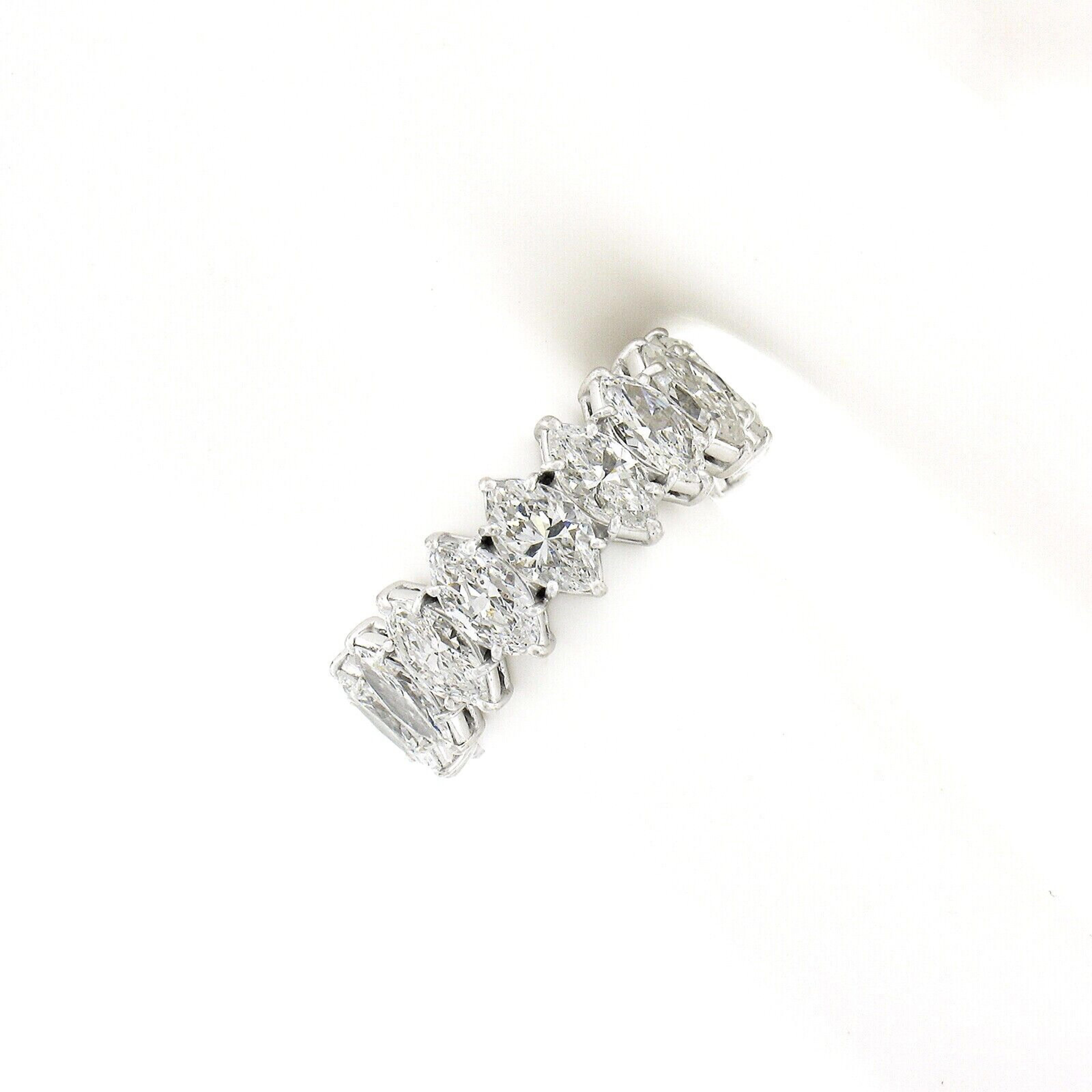 Vintage Platinum 4.50ctw 18 Marquise Prong Diamond Eternity Wedding Band Ring In Good Condition For Sale In Montclair, NJ