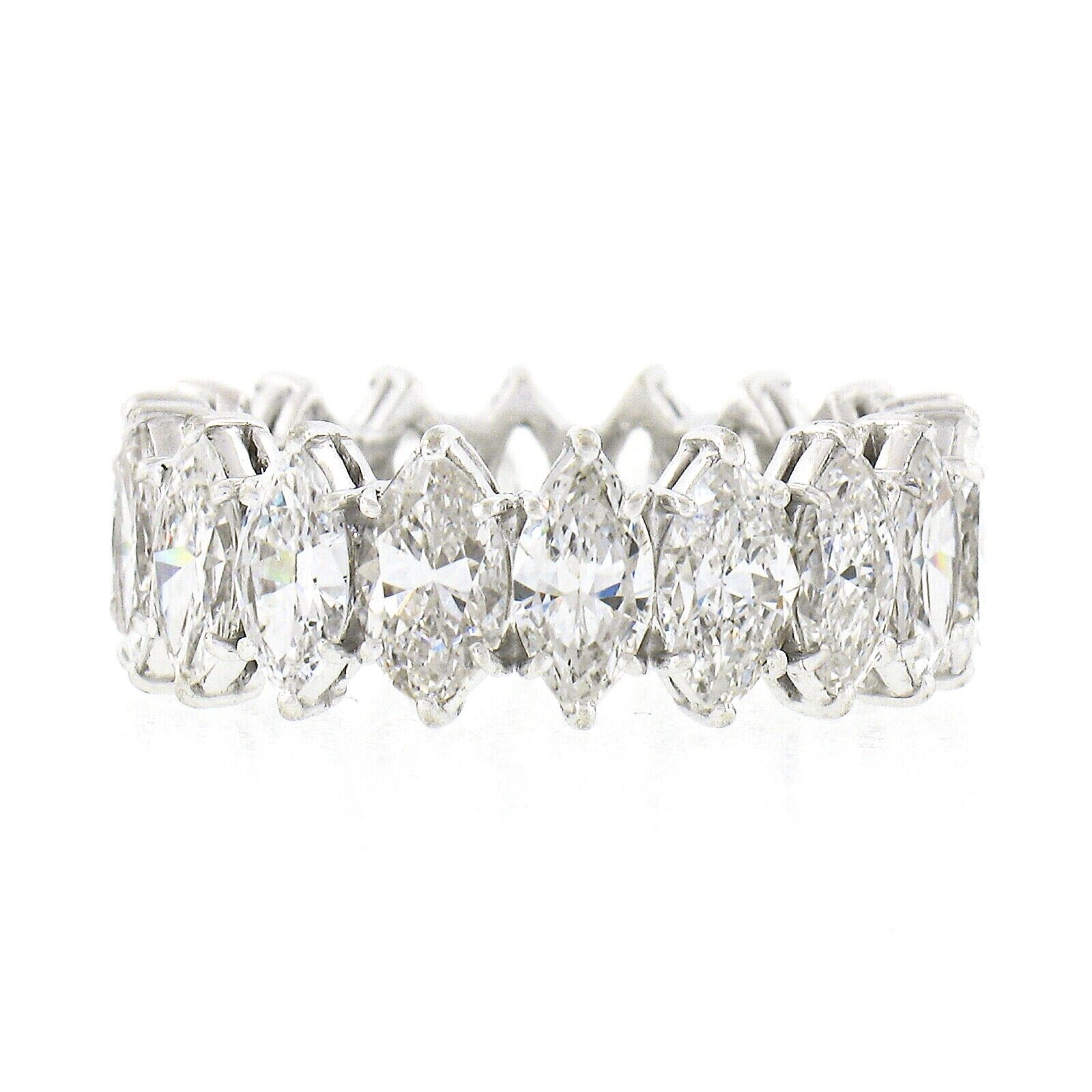 Women's Vintage Platinum 4.50ctw 18 Marquise Prong Diamond Eternity Wedding Band Ring For Sale