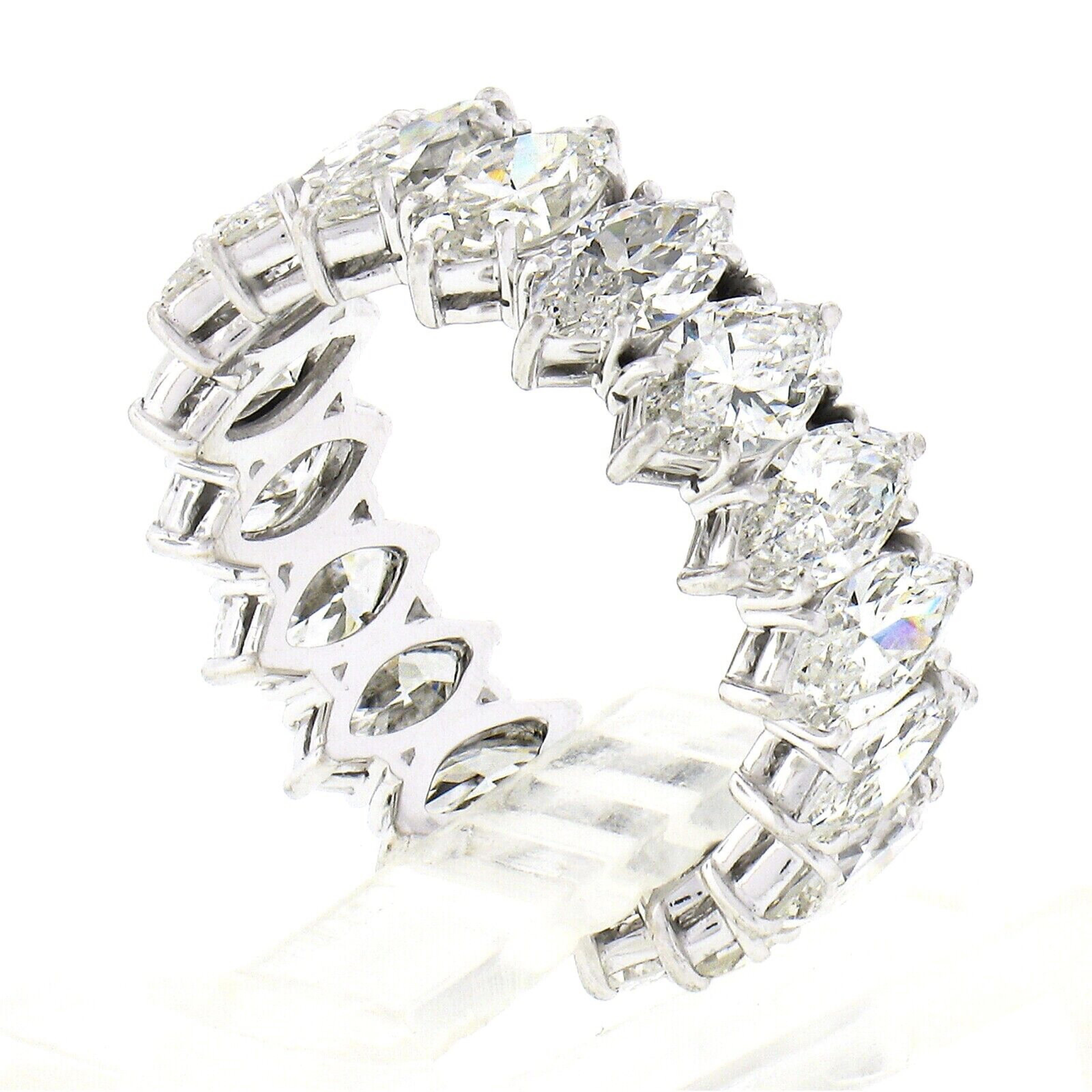Vintage Platinum 4.50ctw 18 Marquise Prong Diamond Eternity Wedding Band Ring For Sale 2