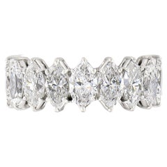 Vintage Platinum 4.50ctw 18 Marquise Prong Diamond Eternity Wedding Band Ring