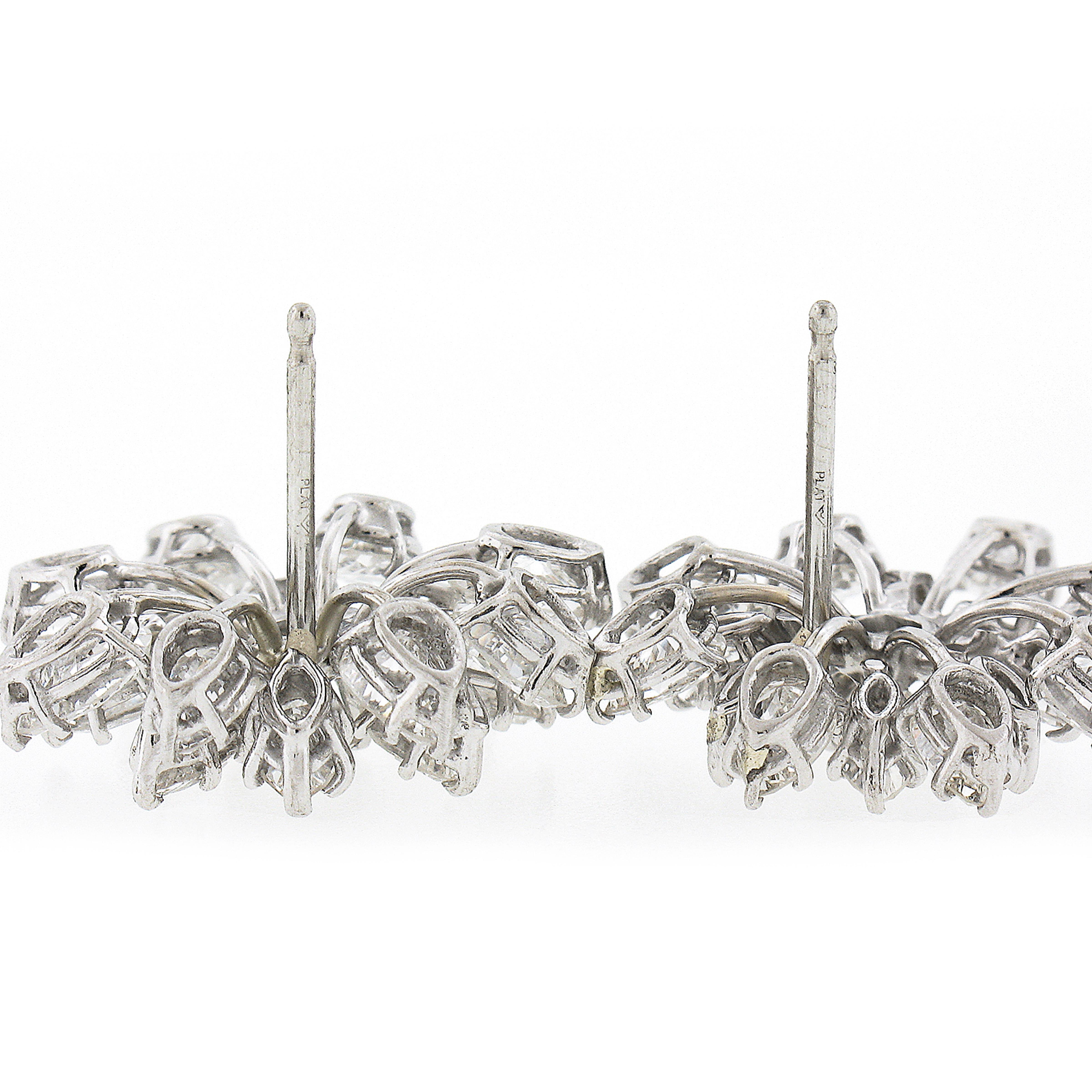 Women's Vintage Platinum 4.84ctw Pear & Marquise Diamond Snowflake Spray Stud Earrings