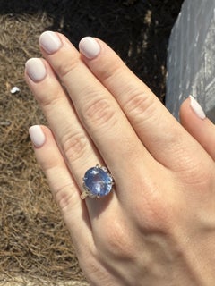 Vintage Platinum 5.11 Carat Ceylon Sapphire Ring GIA No Heat