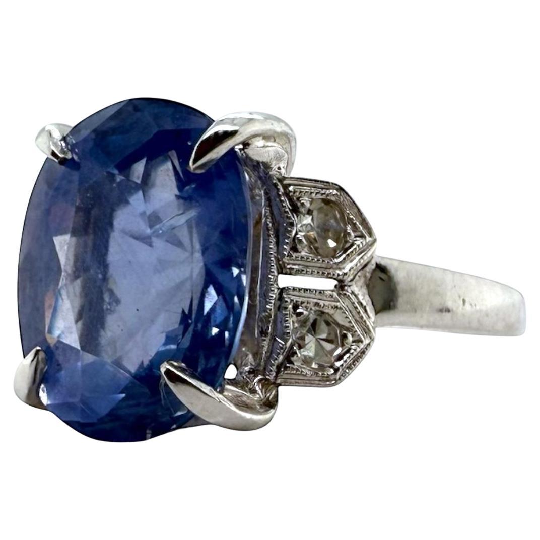 Anello vintage in platino con zaffiro di Ceylon da 5,11 carati GIA senza calore