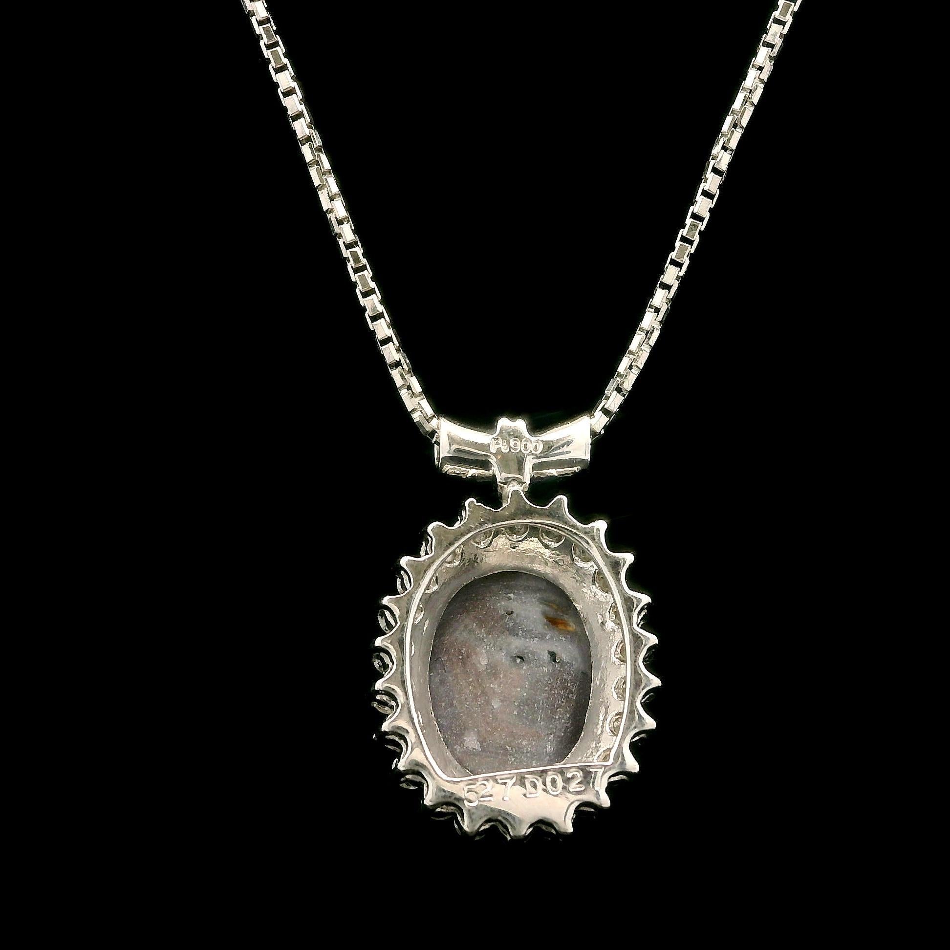 Vintage Platinum 5.54ctw Oval Star Sapphire Diamond Halo Slide Pendant Necklace In Excellent Condition For Sale In Montclair, NJ