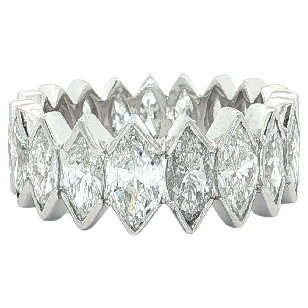 Vintage Platinum 5.5ct Marquise Diamond Channel V Prong Band Ring