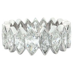 Vintage Platinum 5.5ct Marquise Diamond Channel V Prong Band Ring