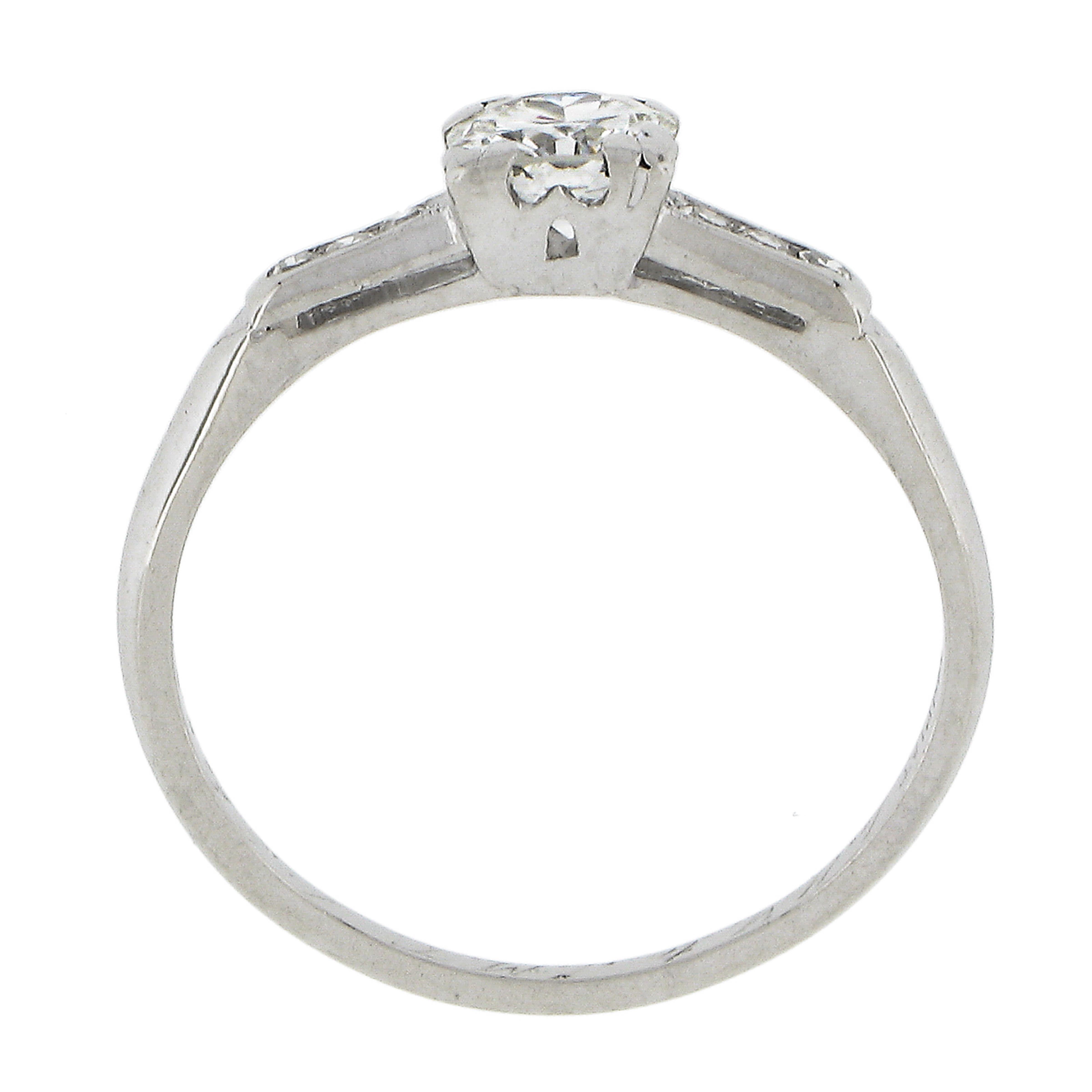 Vintage Platinum .58ctw Old European Cut Diamond Solitaire Engagement Ring en vente 3