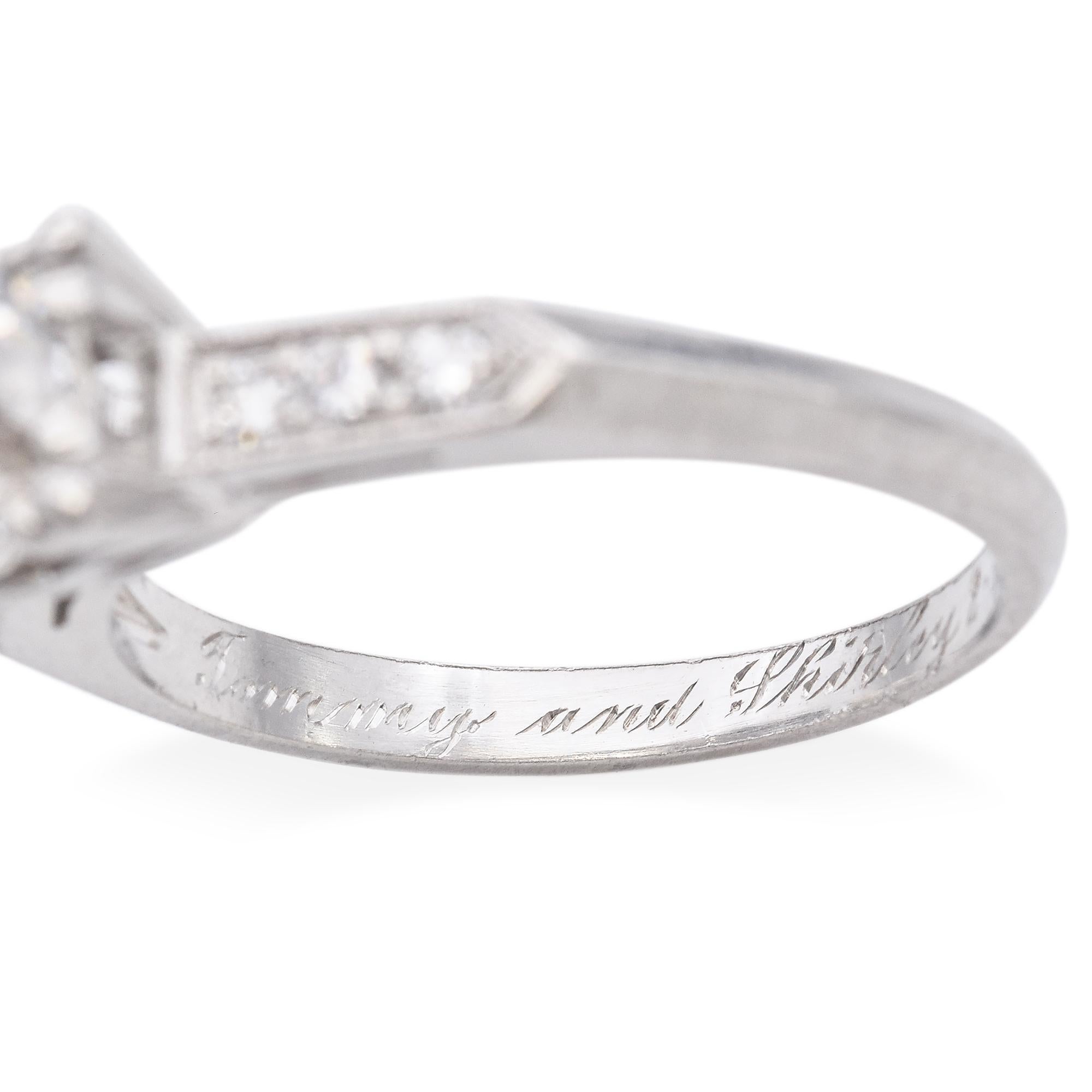 Vintage Platin .60ct Old European Cut Diamant Verlobungsring im Angebot 1