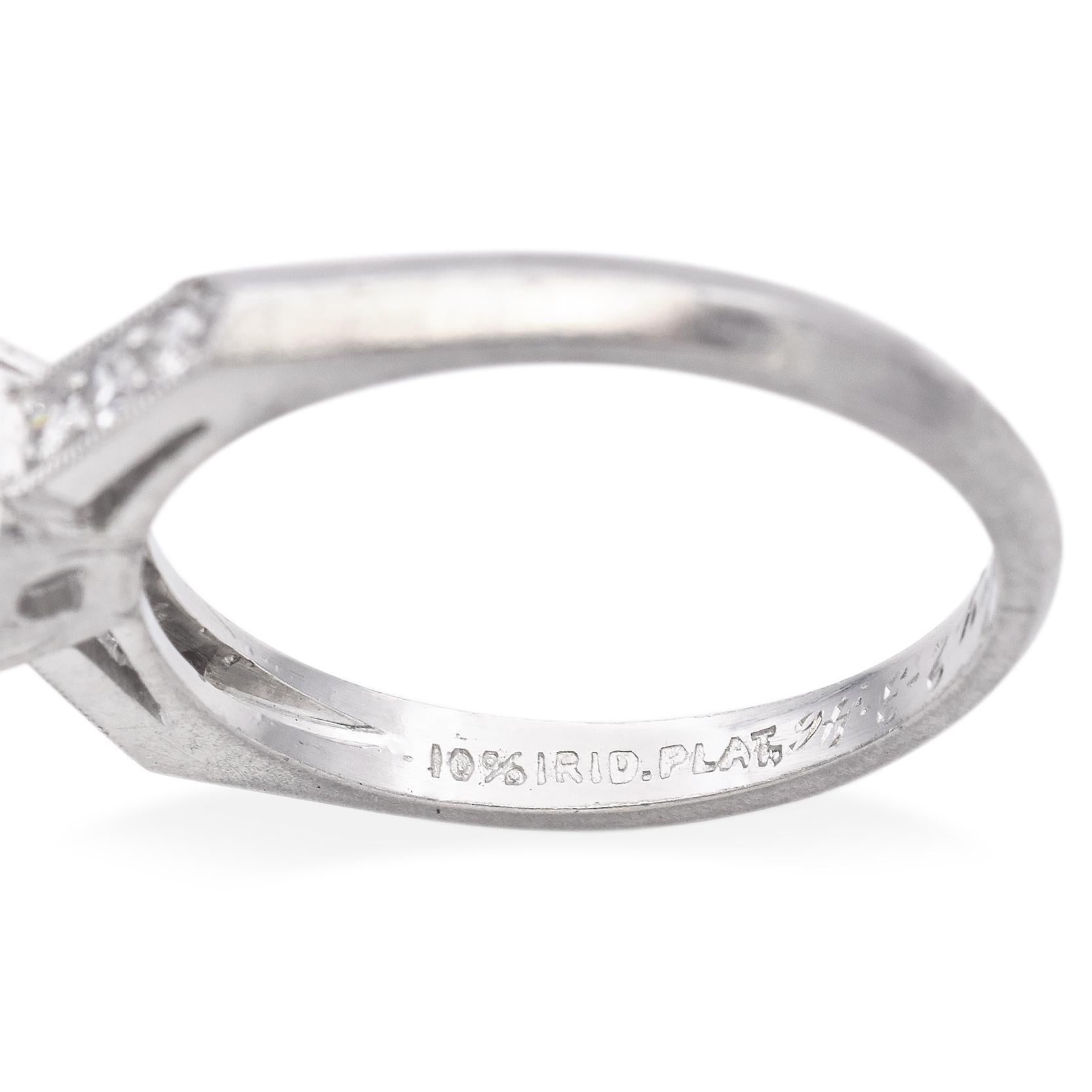Vintage Platin .60ct Old European Cut Diamant Verlobungsring im Angebot 2
