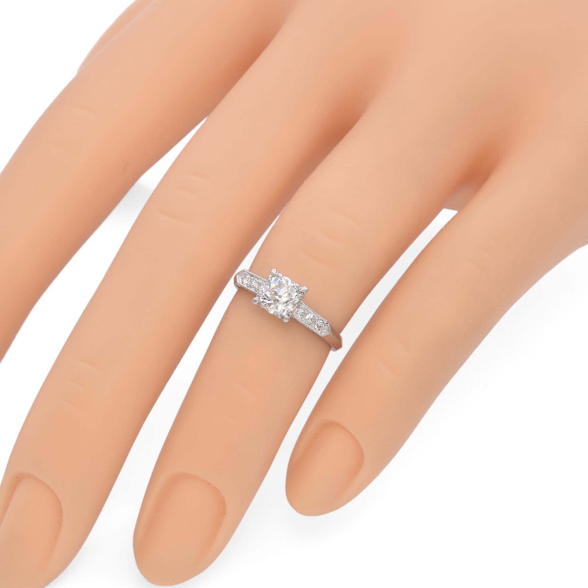Vintage Platin .60ct Old European Cut Diamant Verlobungsring im Angebot 3