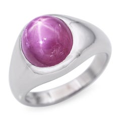 Vintage Platinum 6.27ct Star Ruby Dome Ring