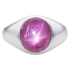 Vintage Platinum 6.27ct Star Ruby Dome Ring