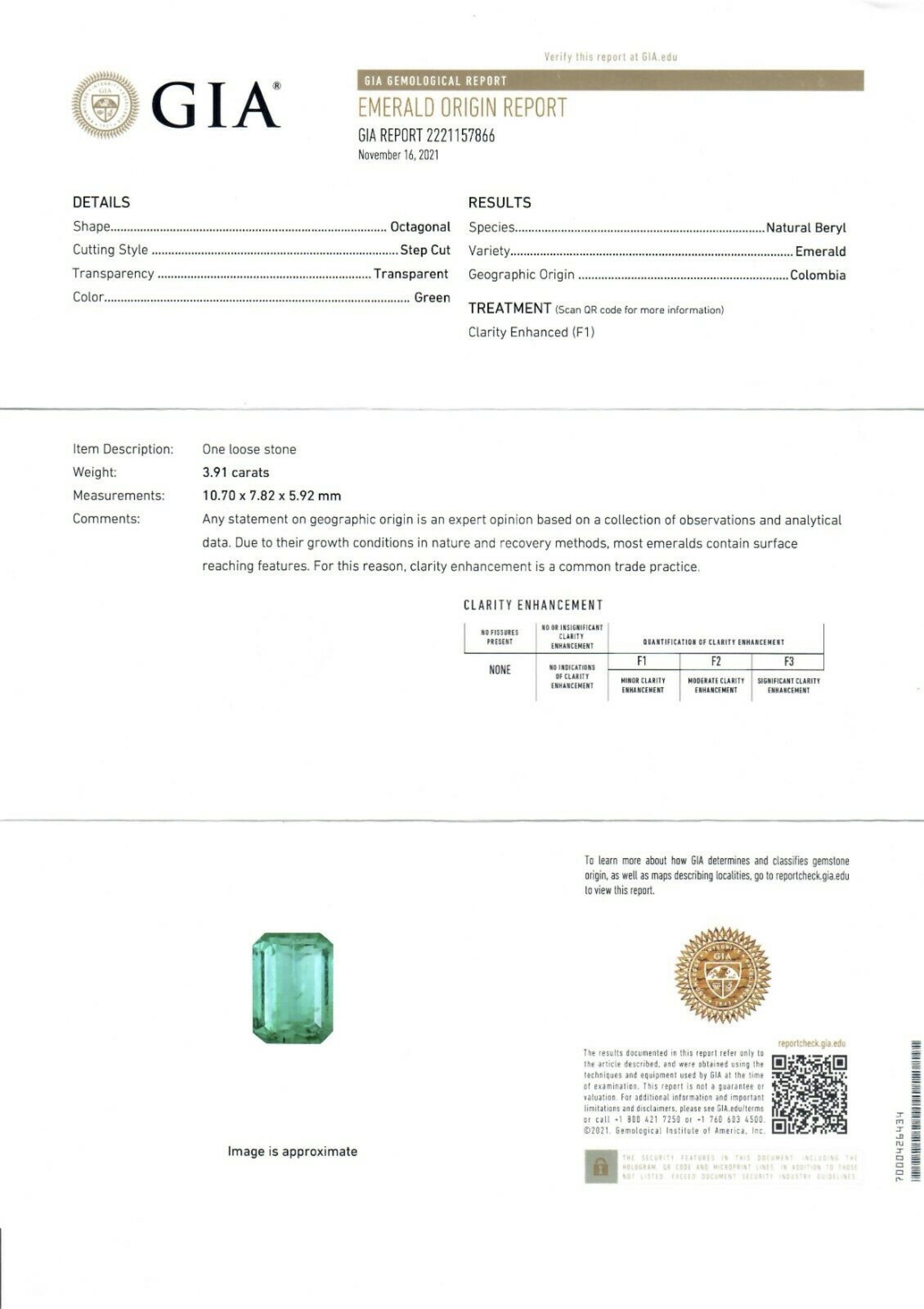 Vintage Platinum 6.49ctw GIA Columbian Emerald W/ Diamond Cluster Cocktail Ring 5