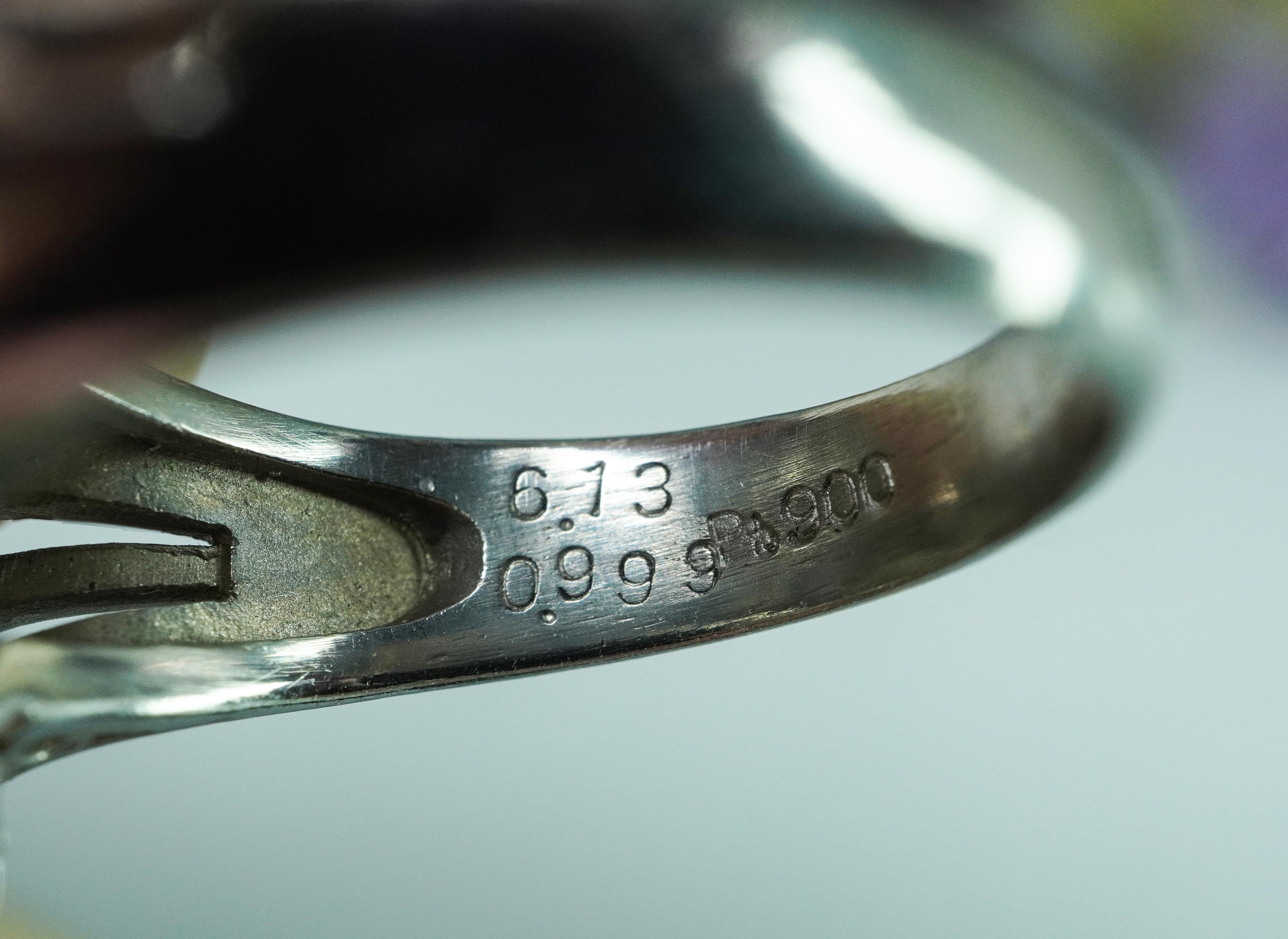 Vintage Platinum 6ct Star Sapphire Baguette Runde Diamant Ballerina Halo Ring im Angebot 2