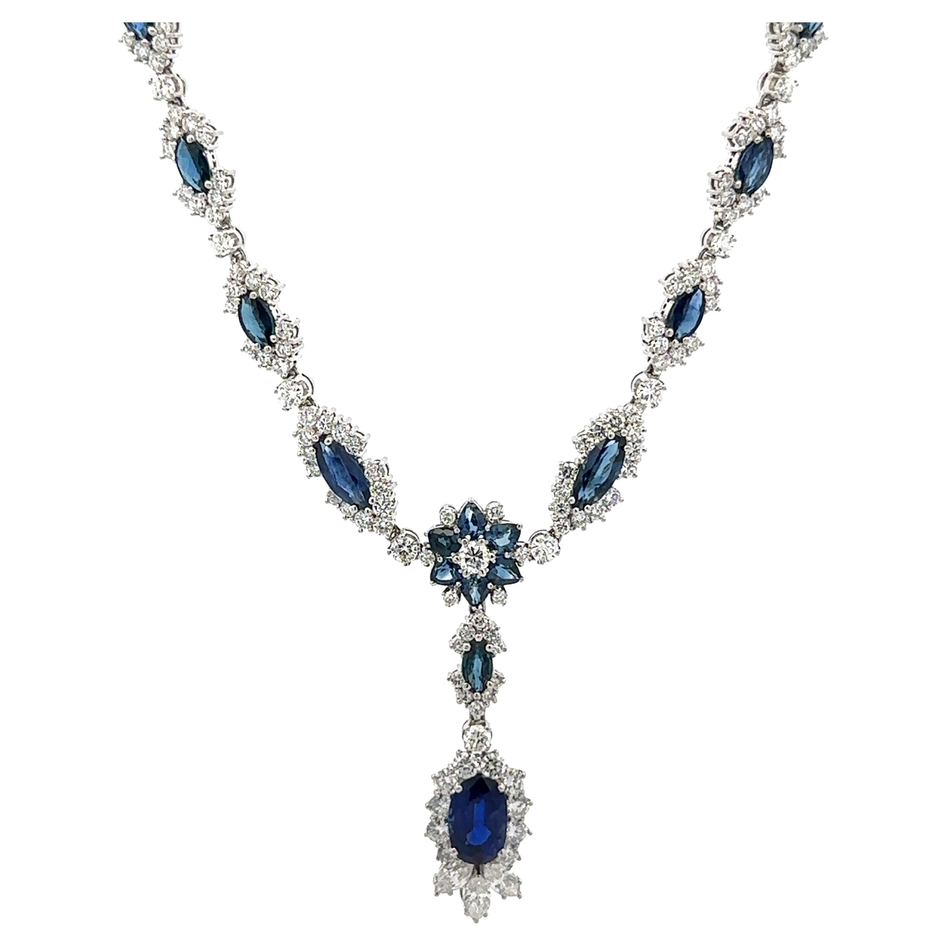 Vintage Platinum 8.4ctw GIA Ceylon Sapphire & Diamond Gorgeous Drop Necklace