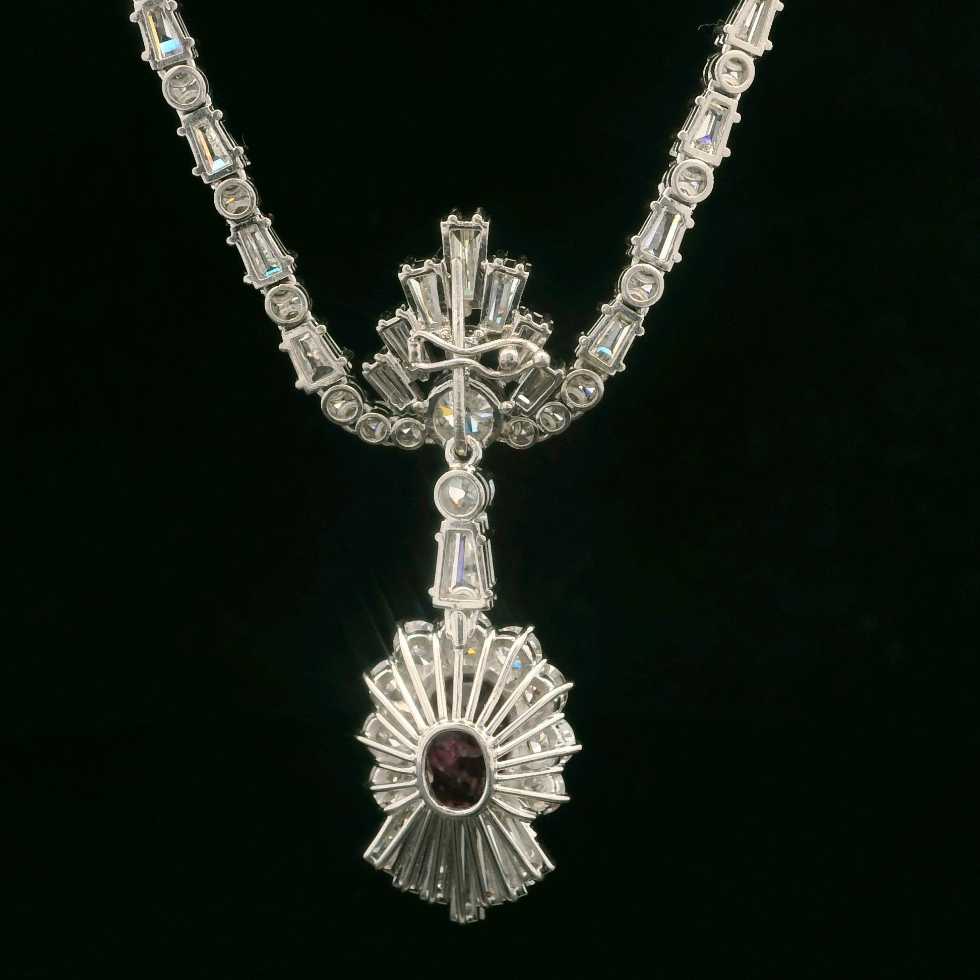 Vintage Platin 8ctw GIA Rubin & Diamant Enhancer Anhänger verstellbare Halskette im Angebot 3