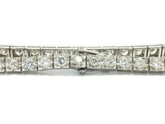 Vintage Platinum 8ctw Old Cut Diamond Square Link Line Tennis Necklace