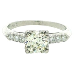 Vintage Platinum .94ctw Fiery Brilliant Old Diamond Solitaire Engagement Ring