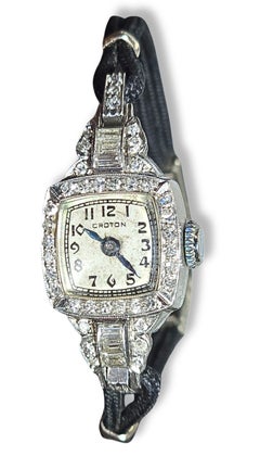 Vintage - Orologio da donna in platino 950 e diamanti naturali - Croton
