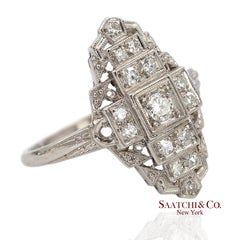 Vintage Platinum 950 Natural Diamond Old Cut Ring