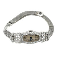 Montre Vintage pour dames en platine et or blanc 9ct avec diamants