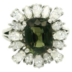 Vintage Platinum AGL 4.59ctw Color Change Alexandrite & Diamond Halo Ring
