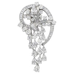 Vintage Platinum and Diamond Cascade Brooch