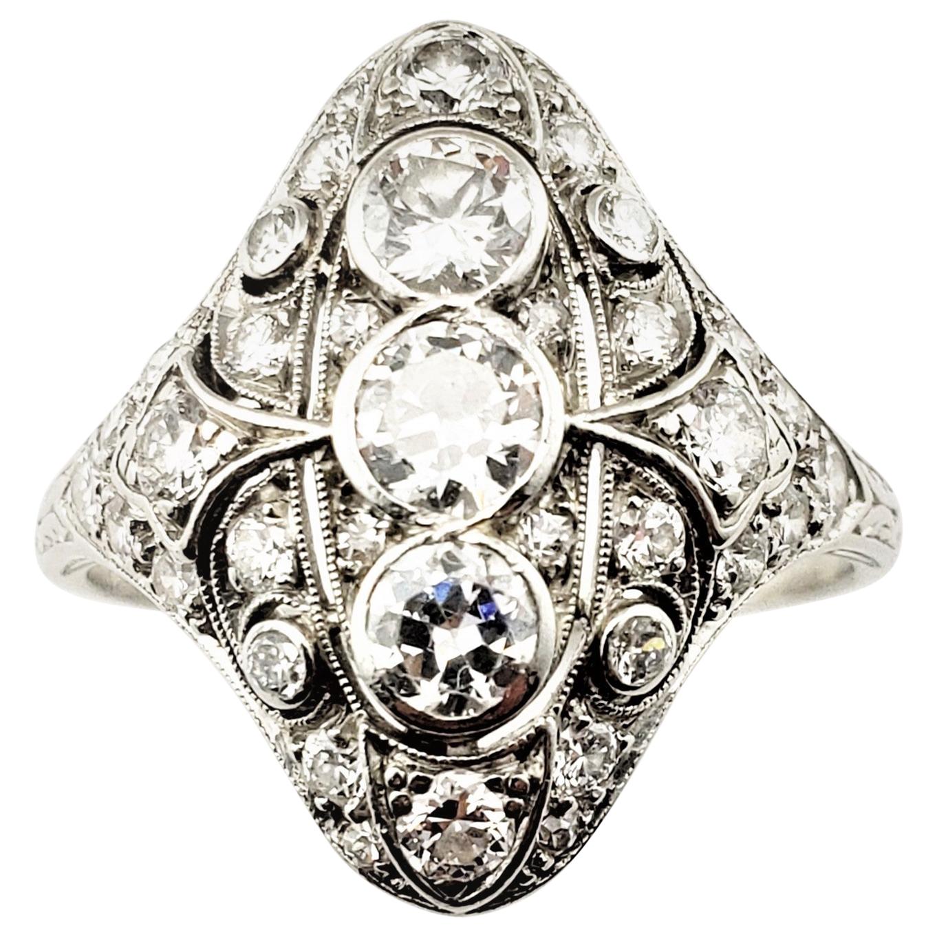 Vintage Platinum and Diamond Filigree Ring