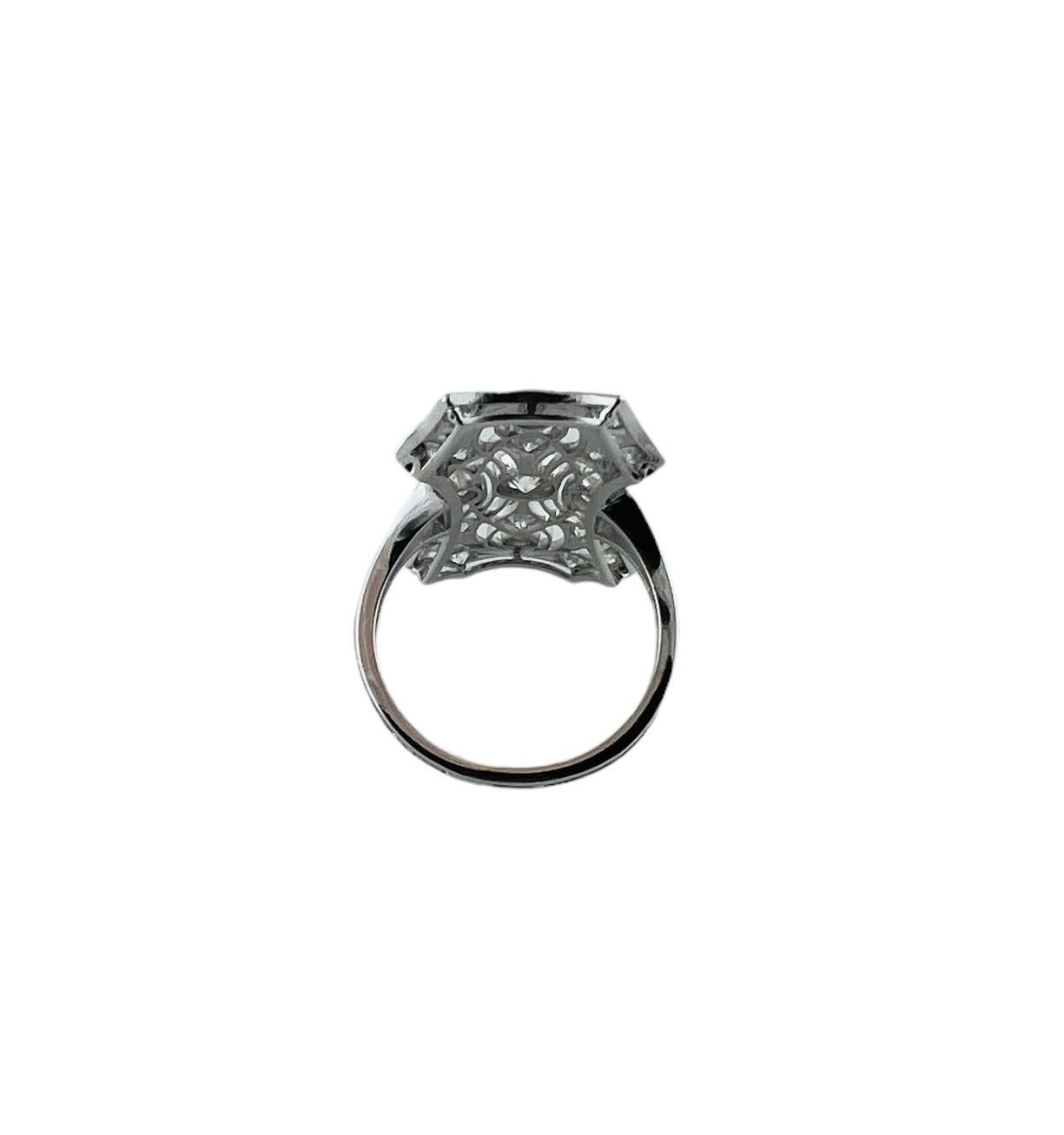 Vintage Platinum and Diamond Long Filigree Ring Size 6.5 #16761 For Sale 3